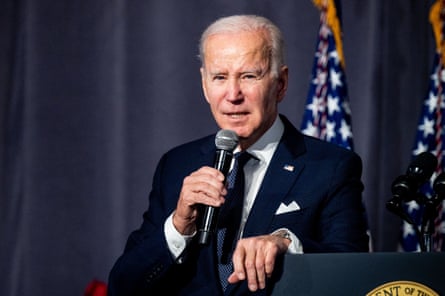 Joe Biden speaks at the National Action Network’s MLK Jr Day breakfast, in Washington this week.
