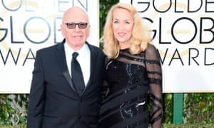 Rupert Murdoch and Jerry Hall on the red carpet at the Golden Globes on Monday.