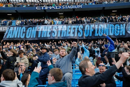 ‘Panic on the street of London’ banner.
