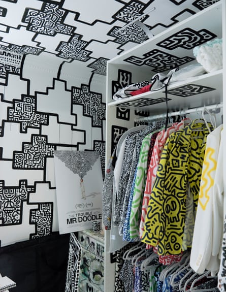 The black and white doodled home of Mr Doodle, aka the artist Sam Cox