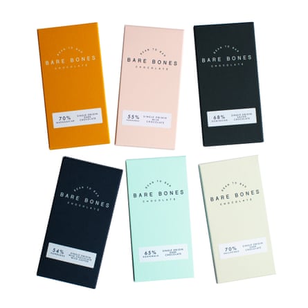 6 bars of chocolate with different coloured wrappers