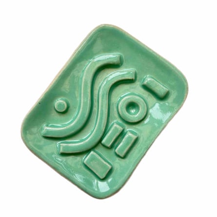 Geometric Mint Ceramic Soap Dish Sold by Harriet Cheal Ceramics