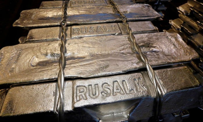 Aluminium ingots stored at Rusal’s Krasnoyarsk aluminium smelter.