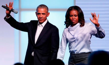 Barack and Michelle Obama the Obama Foundation Summit in Chicago in 2017.