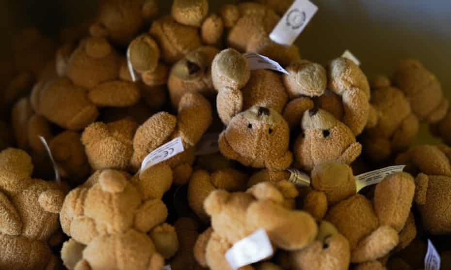Teddy bears await addition to memory boxes at the 4Louis charity in Sunderland, England, which provides support to families going through miscarriage, stillbirth and child loss.