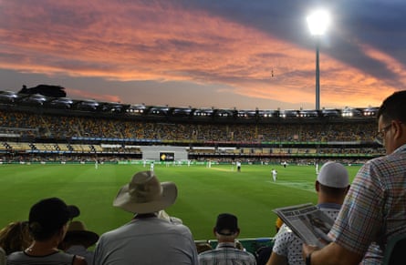 Sunset during Sri Lanka’s 2019 day-night Test match at the Gabba in Brisbane