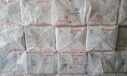 Vaccines in a refrigeration truck