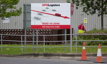 The Road to Zero sign outside an Asos warehouse near Barnsley in Yorkshire.