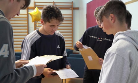 Pupils receiving GCSE results in August 2021.