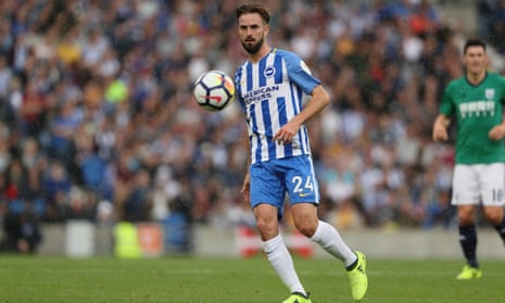 Davy Pröpper in action during Brighton’s win over West Brom: ‘That was our best game for sure, and mine too,’ he says.