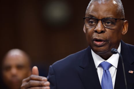 Secretary of Defense Lloyd Austin testifies before the Senate Armed Services Committee in the Hart Senate Office Building on Capitol Hill.