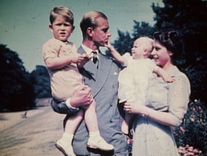 1951: Princess Elizabeth and the Duke of Edinburgh with their children Prince Charles and Princess Anne
