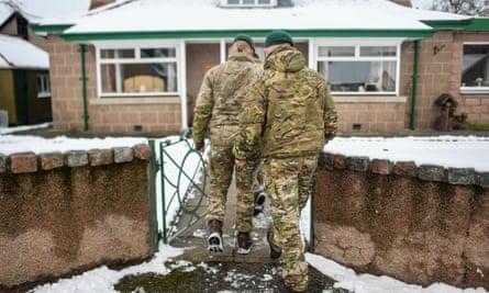 Marines conduct welfare checks in Lumphanan, Aberdeenshire.