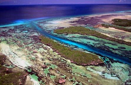Aerial view of coral atoll