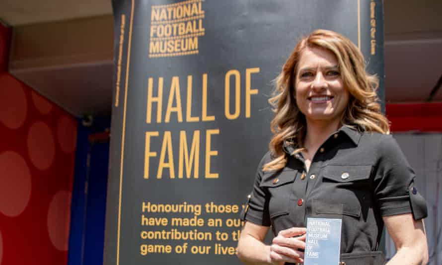 Karen Carney being inducted into the National Football Museum Hall of Fame.