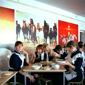 Year 9 Cossack Cadets (15- 16 years old), during lunch in the canteen of Ataman Platov Cossack Cadet school in Belaya Kalitva, Southern Russia, August 2010