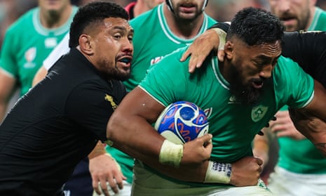 Ardie Savea and Bundee Aki during New Zealand’s World Cup quarter-final victory