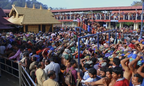 Hindu worshippers queues outside the Sabarimala temple in Kerala. 
