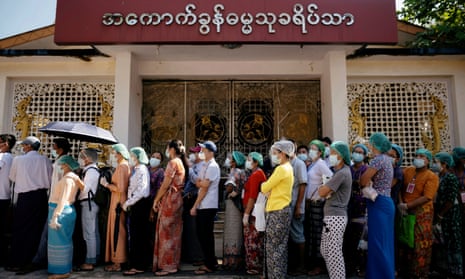 Waiting to vote in Yangon on 8 November