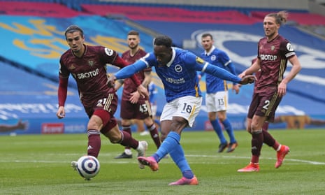 Danny Welbeck fires in Brighton’s second goal to make sure of the points against Leeds