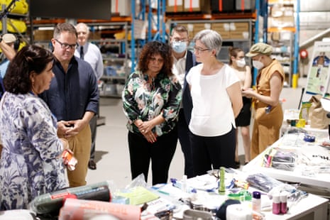 Labor’s member for Solomon, Luke Gosling, with senators Malarndirri McCarthy and Penny Wong during a visit to the National Critical Care And Trauma Response Centre in Darwin.