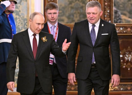 Russian president Vladimir Putin, left, and Slovakia's prime minister Robert Fico in the Kremlin, Moscow, on Friday.