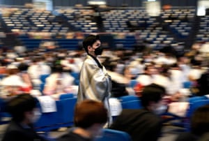 A young man wearing a kimono at Yokohama Arena