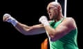 Tyson Fury trains in Saudi Arabia before his heavyweight unification contest.