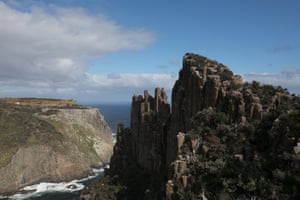 The Blade on Cape Pillar with Tasman Island in the background.