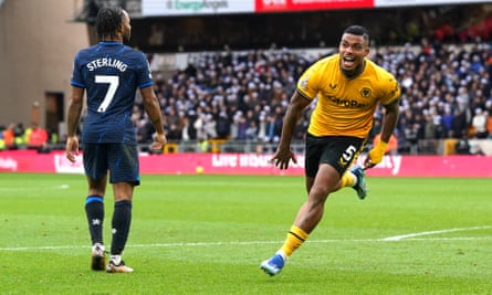 Mario Lemina celebrates after scoring against Chelsea in December’s home win against Chelsea.