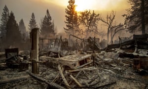 The aftermath of a wildfire in northern California, November 2018.