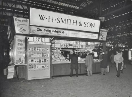 WH Smith's bookstall at Waterloo Station, Lambeth, London, 1960.
