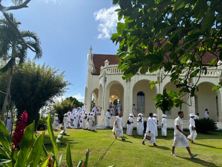 The congregation at Piula Theological College, Samoa, where the Pati brothers were born.
