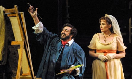 ‘An expressive artist of extraordinary gifts’ … Luciano Pavarotti with Carol Vaness in Tosca at the Royal Opera House, London, in 2002.