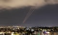 An anti-missile system operates after Iran launched drones and missiles towards Israel, as seen from Ashkelon, Israel.