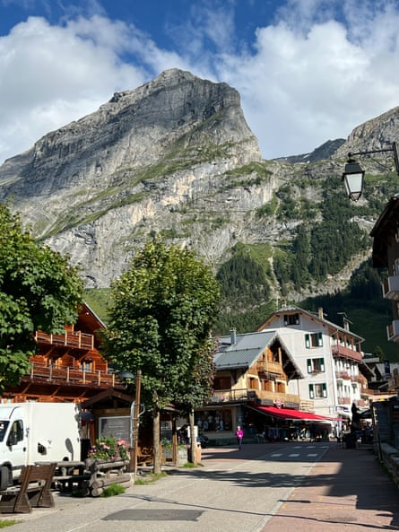 A village beneath a mountain