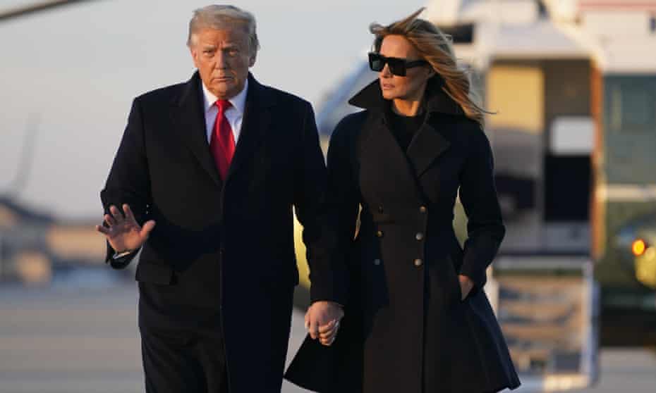 Donald and Melania Trump board Air Force One at Andrews Air Force Base, Maryland on Wednesday.