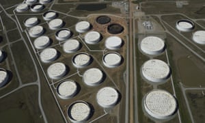 Crude oil storage tanks in Cushing, Oklahoma.