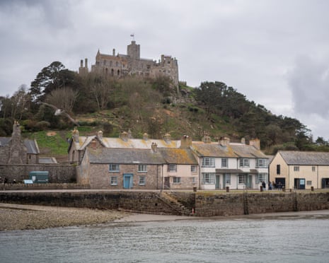 Uprooted trees and debris on the grounds of St Michael's Mount