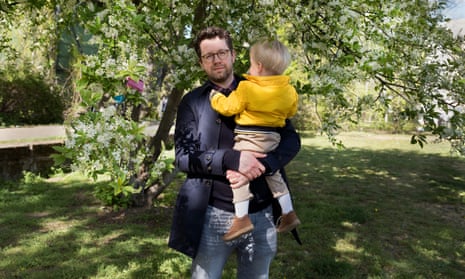 Ben Fergusson with his son in Berlin.