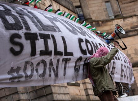 Edinburgh students protest in the Old College quad