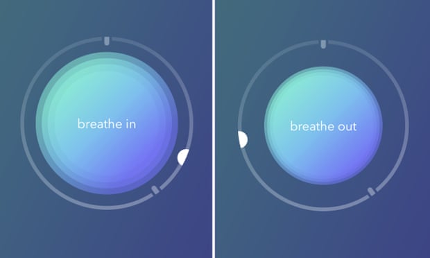 'Breathe in, breathe out' graphic from Calm app