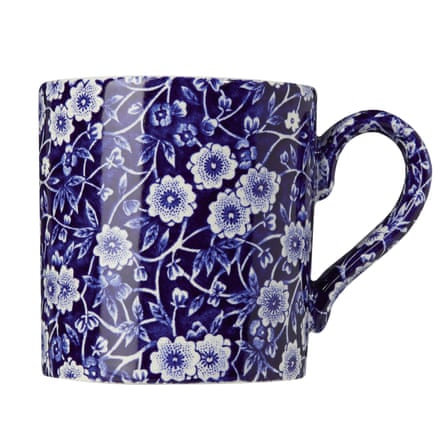 Blue and white floral pattern mug