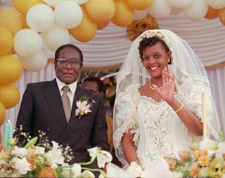 Grace and Robert Mugabe on their wedding day