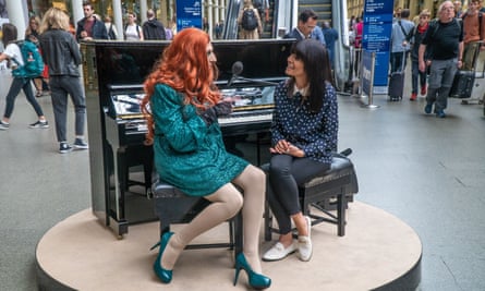 Host Claudia Winkleman meets A Miss Tori at London St Pancras Station