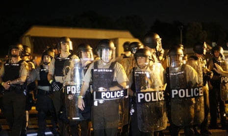 Police in riot gear in Ferguson, Missouri