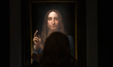 Leonardo da Vinci’s ‘Salvator Mundi’ on display at a press preview at Christie’s New York.