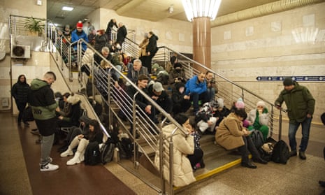 Kyiv residents shelter in the subway during Russia’s wave of missile strikes on Saturday.