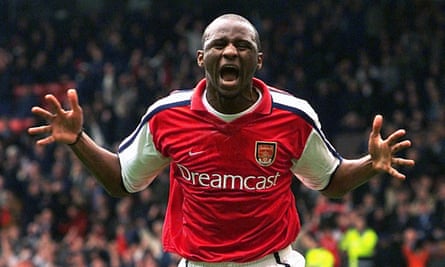 Patrick Vieira celebrates scoring against Tottenham in Arsenal's 2001 FA Cup semi-final