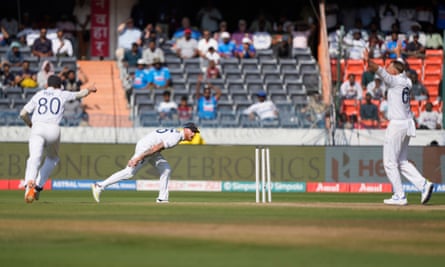England captain Ben Stokes (centre) ran out India's Ravindra Jadeja in a crucial moment on the fourth day.
